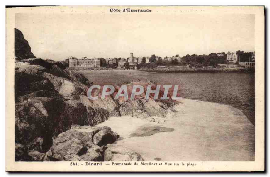 CPA Cote d'Emeraude Dinard Promenade du Moulient et Vue sur la plage 