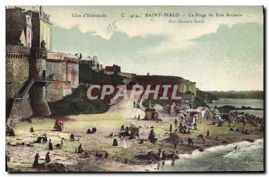 CPA Cote d'Emeraude Saint Malo La Plage de Bon Secours 