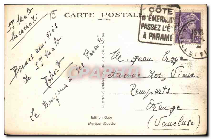 Saint-Malo (I.-et V.) — Les Remparts — Édition Gaby — Rückseite