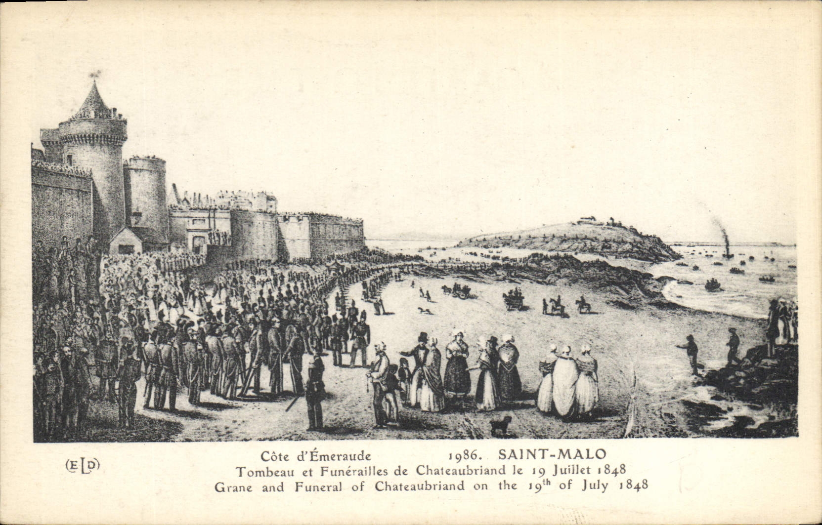 Côte d'Émeraude — Tombeau et Funérailles de Chateaubriand le 19 Juillet 1848 — Éditeur (E.L.D.)