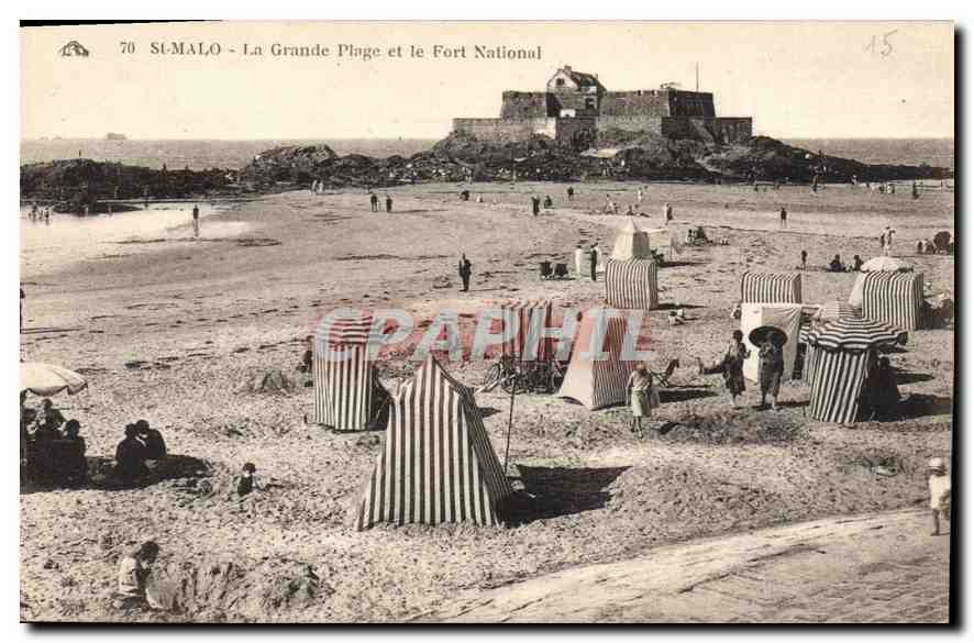 St-Malo - Die Grande Plage und das Nationale Fort — Verlag CPAPHIL, Seriennummer 70