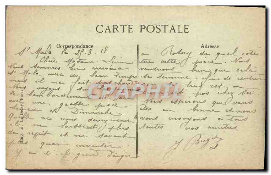 Saint-Malo — Les Remparts et le Môle — BD, n° 162 — Verso