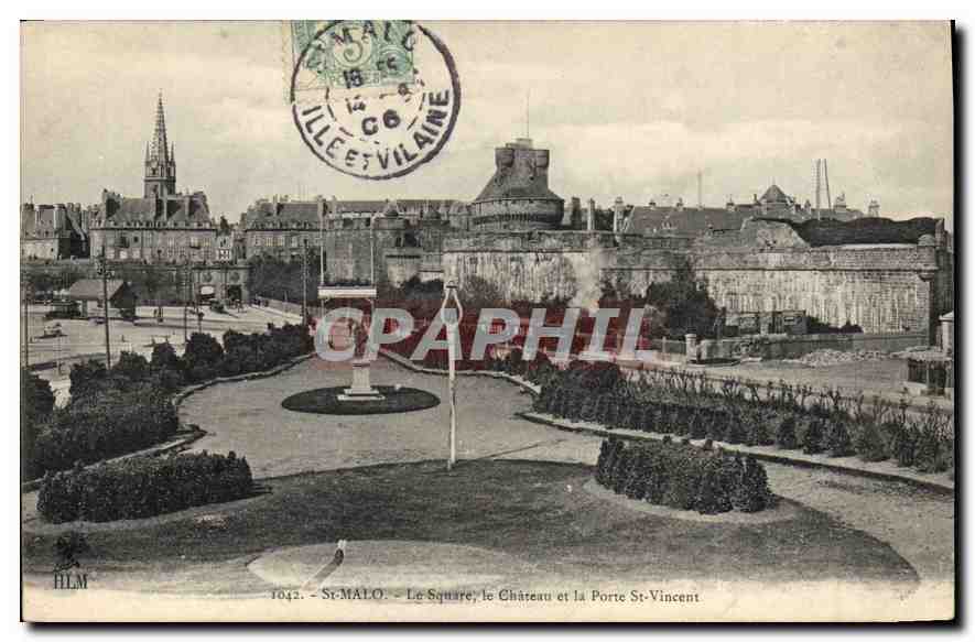 CPA St Malo Le Square le Chateau et la Porte St Vincent 