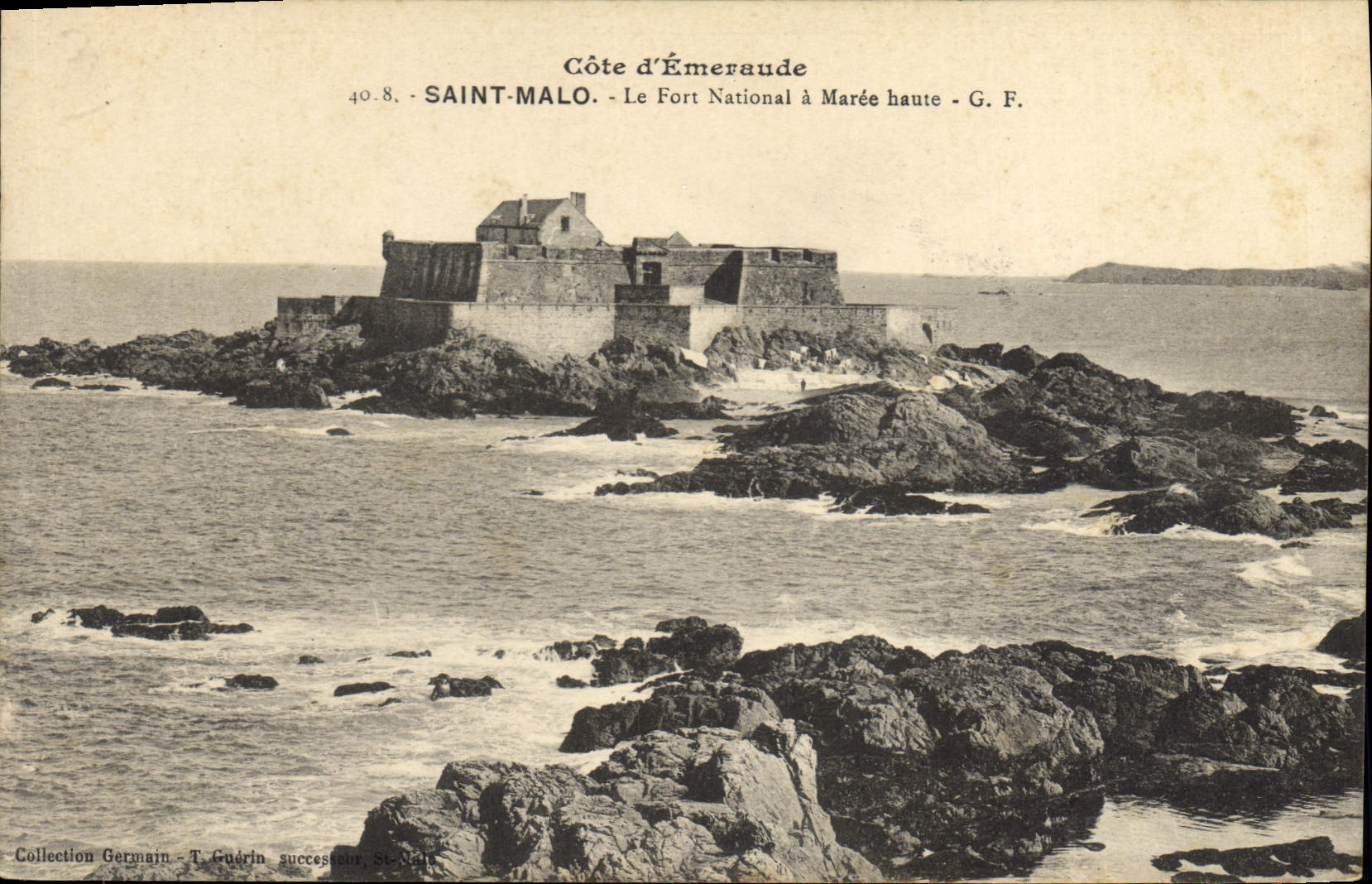 CPA Cote d'Emeraude Saint Malo Le Fort National a Maree Haute 