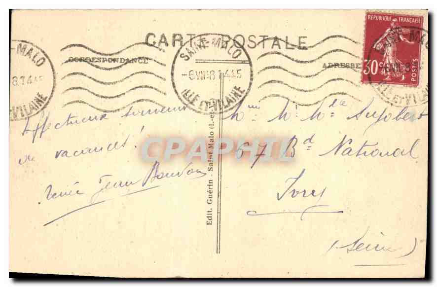 Saint-Malo — Vue Générale — G. F. (Côte d’Emeraude, 1900) — Verso