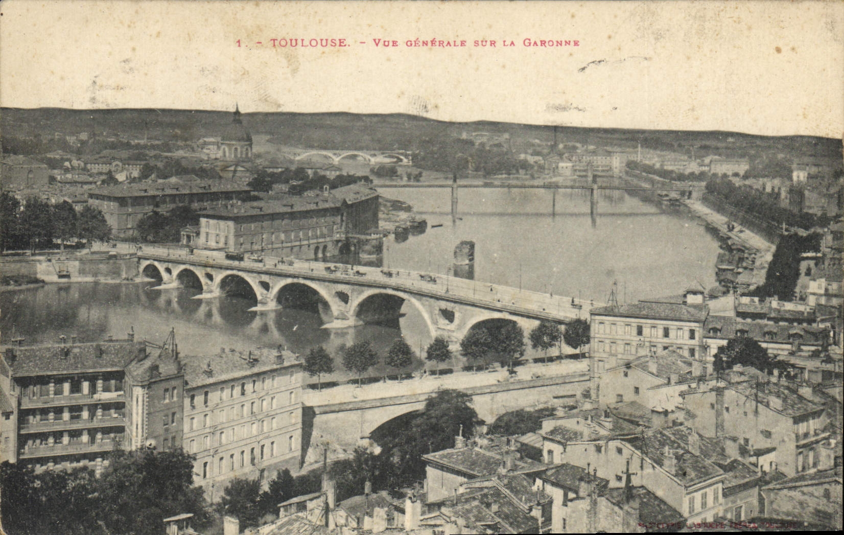 Toulouse — Vue générale sur la Garonne — Éditeur : L. Cyprien, Toulouse, n°1