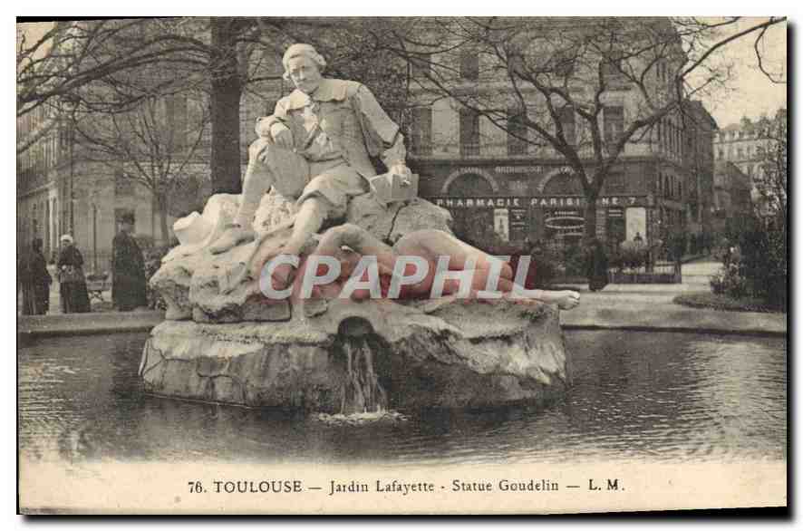 CPA Toulouse Jardin Lafayette Statue Goudelin 