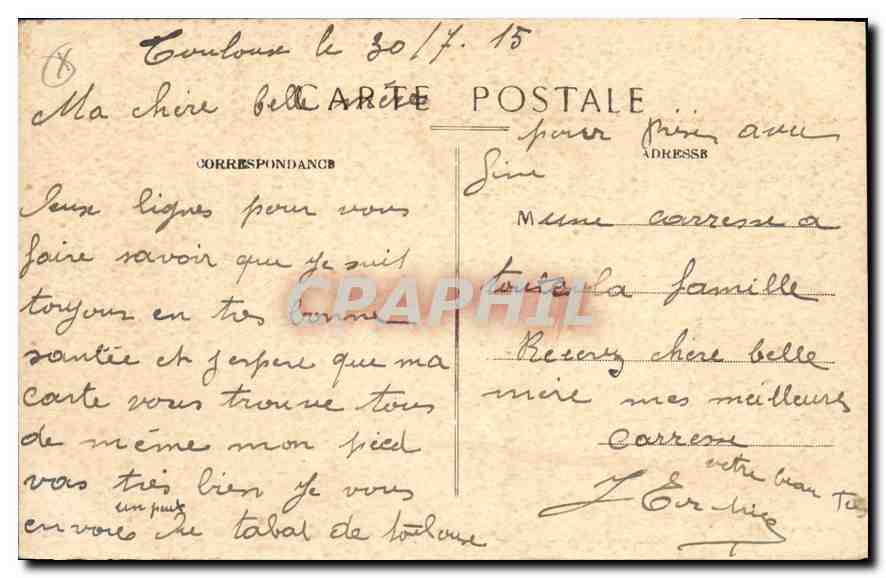 Toulouse — Grande Allée des Jardin des Plantes — J. Longri-Béchol, Verlag Toulouse, Nr. 223 — Rückseite