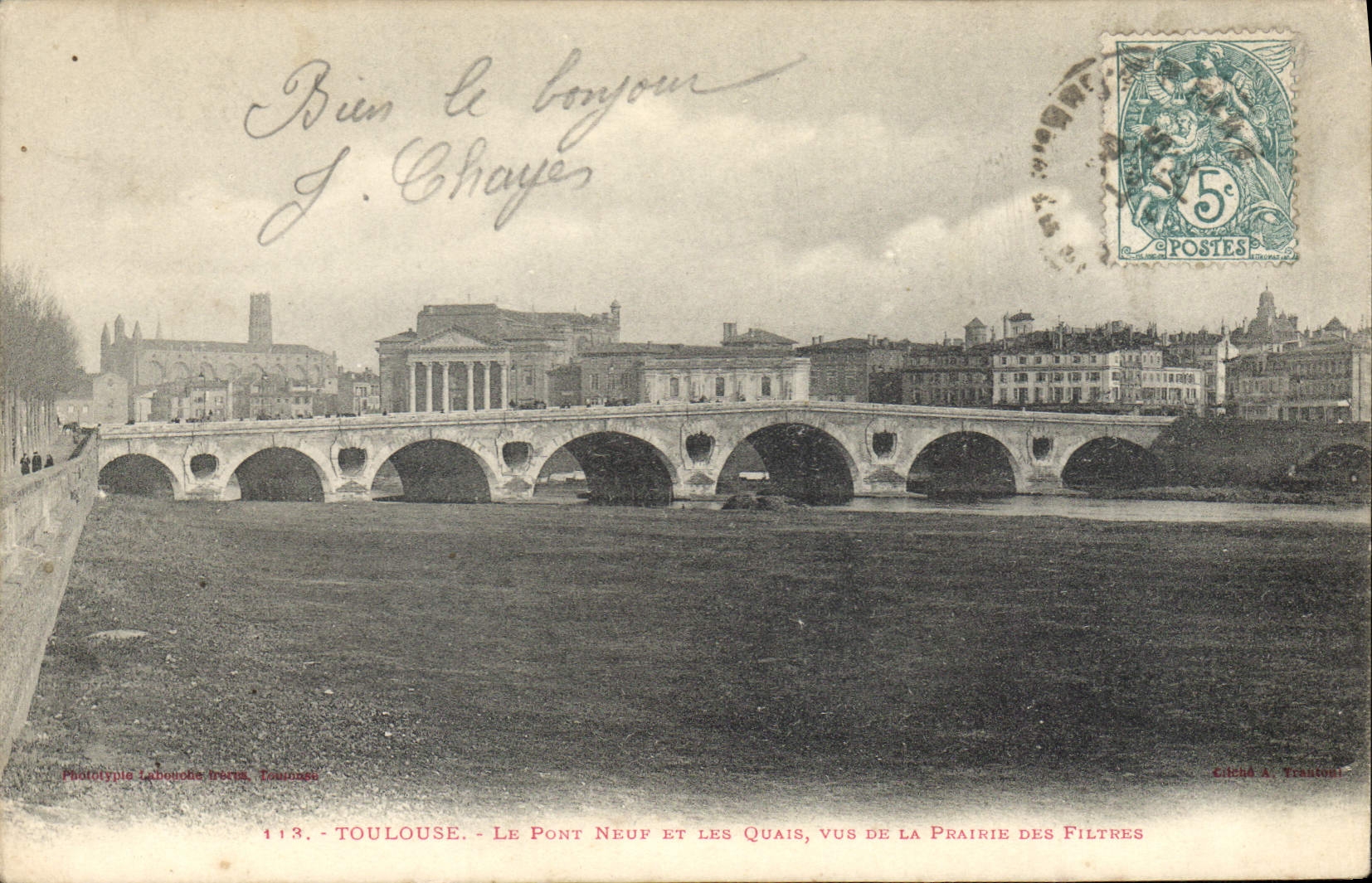 CPA Toulouse Le Pont Neuf et les Quais vus de la prairie des filtres