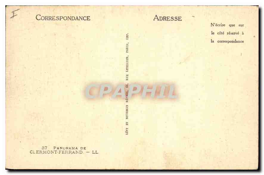 Panorama von Clermont-Ferrand — Kathedrale — Verlag Lévy & Michelin, Paris — Rückseite