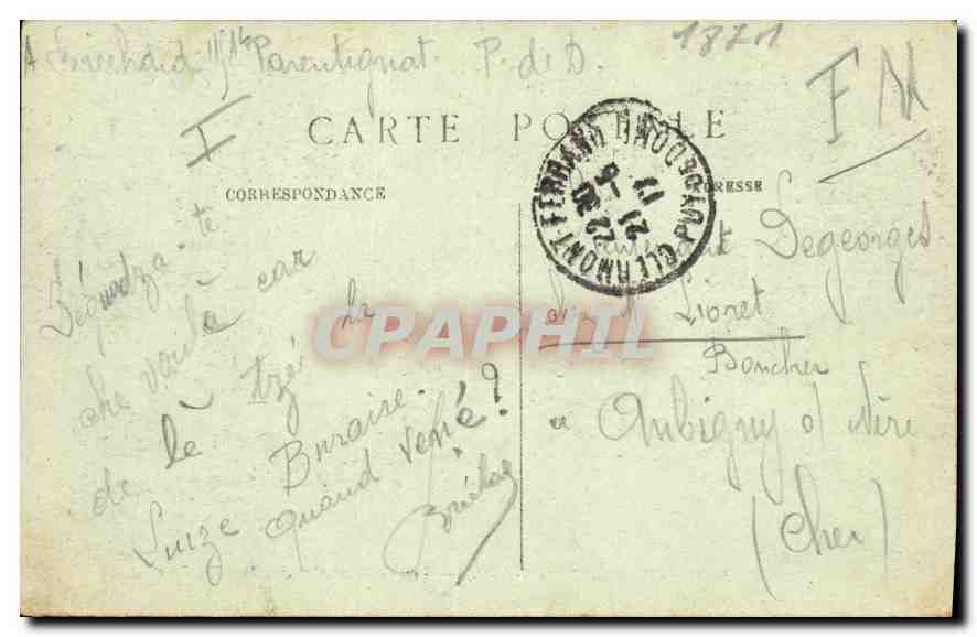 CPA Clermont Ferrand P de D Grand Bassin du Jardin Lecoq  — Rückseite
