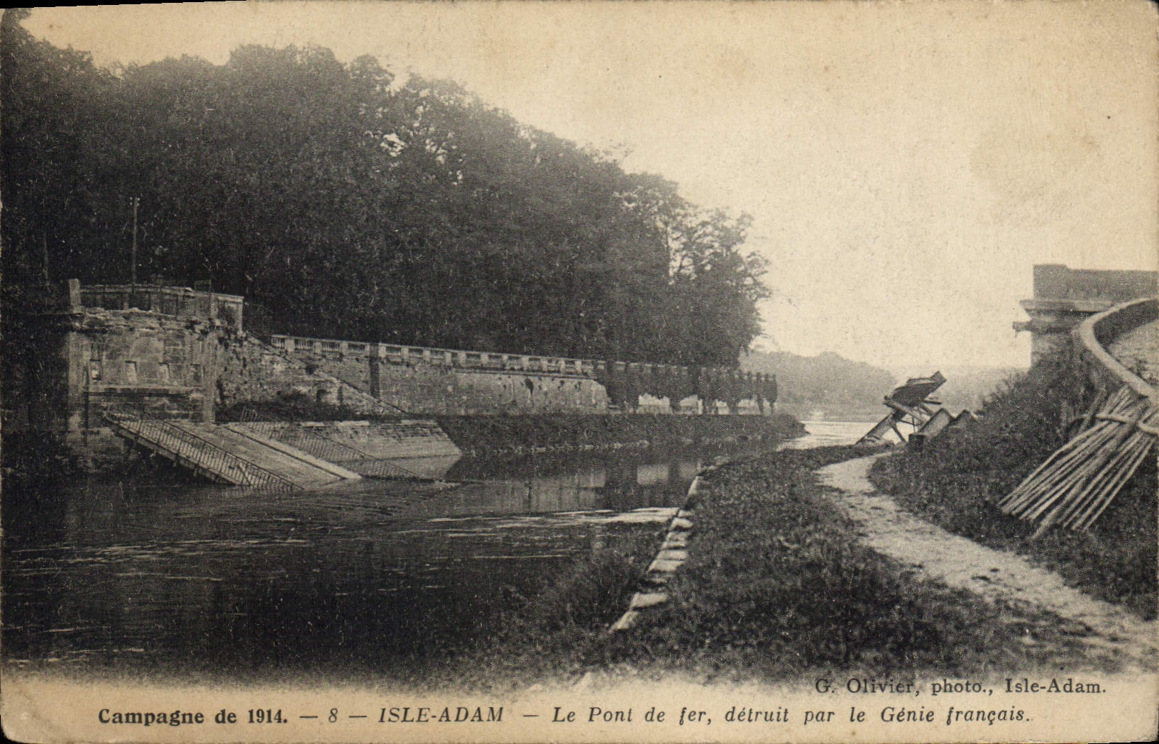 CPA Isle Adam Le Pont de fer detruit par le Genie francais Militaria