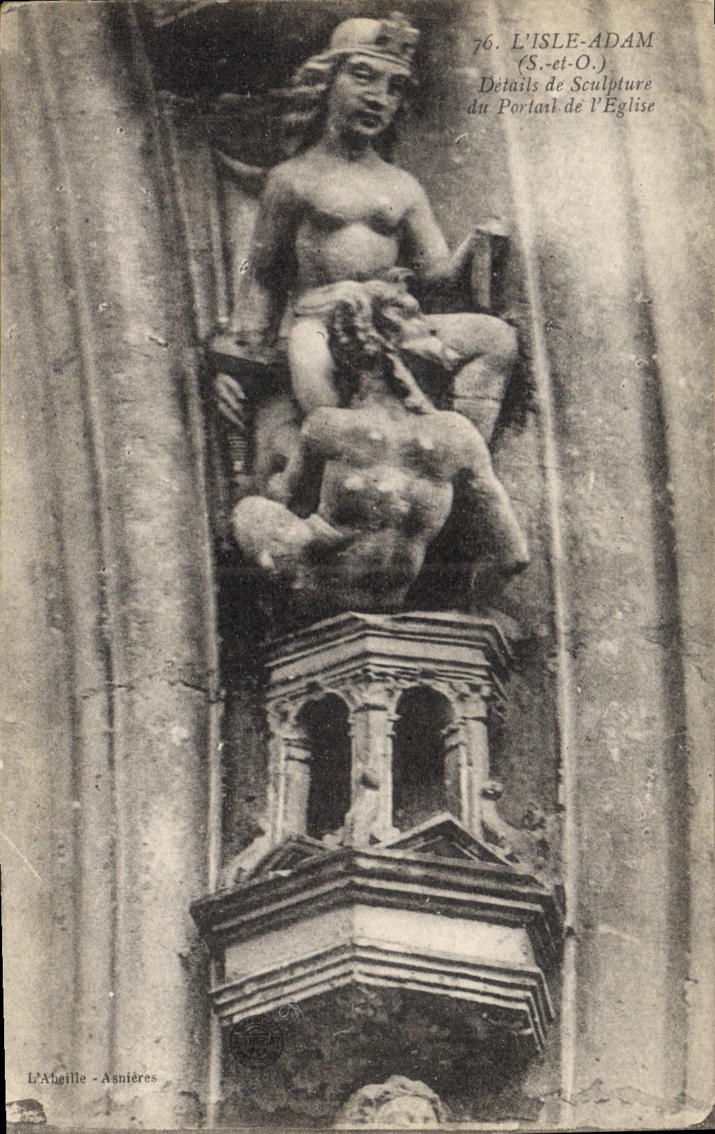 CPA L'Isle Adam S et O Details de Sculpture du Portail de l'Eglise 