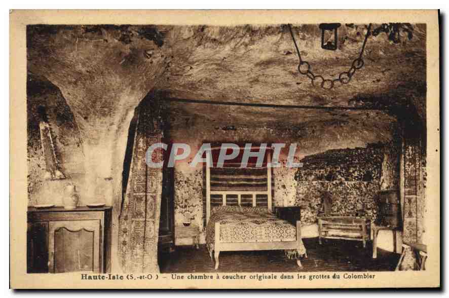 CPA Haute Isle S et O Une chambre a coucher originale dans les grottes du Colombier 