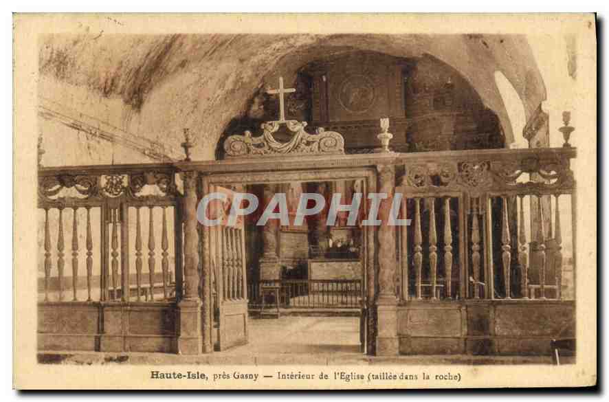 CPA Haute Isle pres Gasny Interieur de l'Eglise taillee dans le roc 