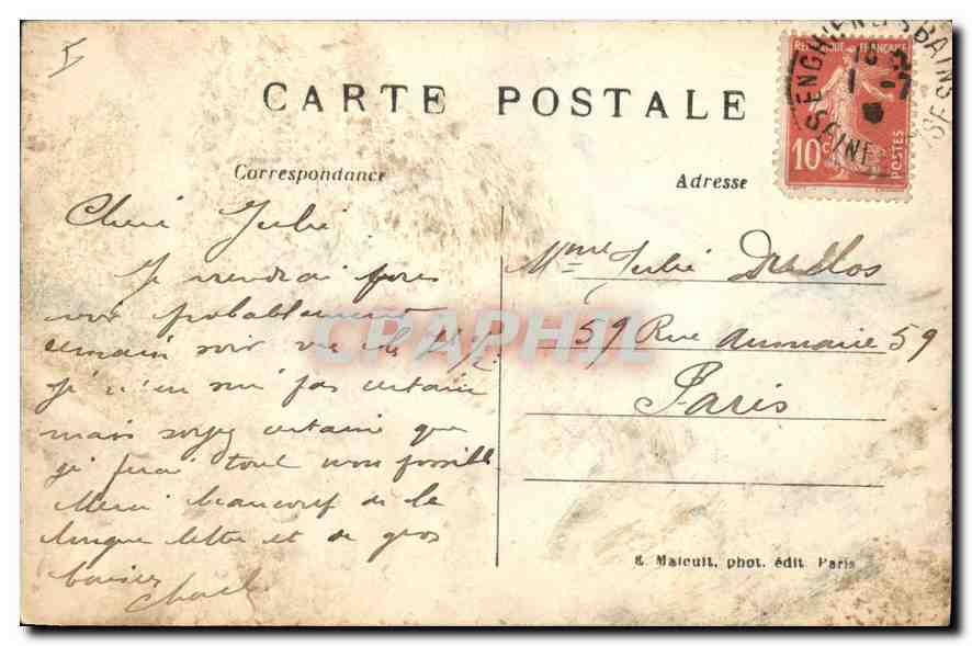 CPA Enghien les Bains Le Chateau d'Enghien vu du Lac  — Verso