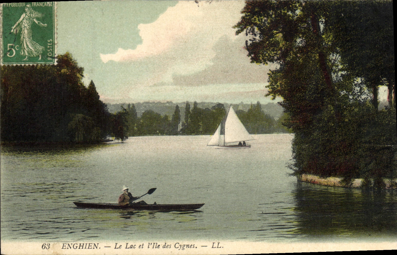 CPA Enghien Le Lac et l'Ile des Cygnes 