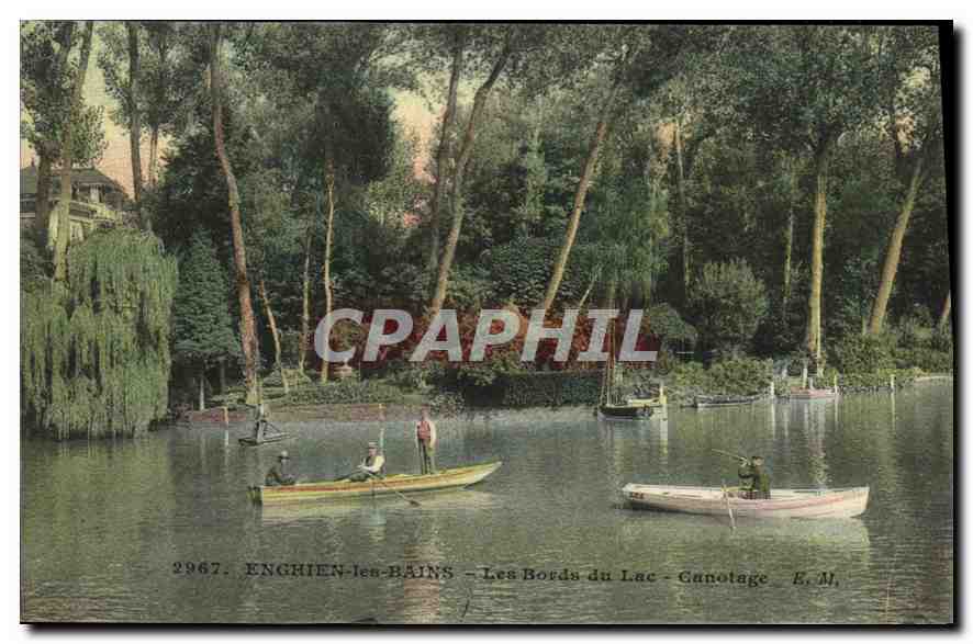 CPA Enghien les Bains Les Bords du Lac Canotage Canoe Chasse Chasseur