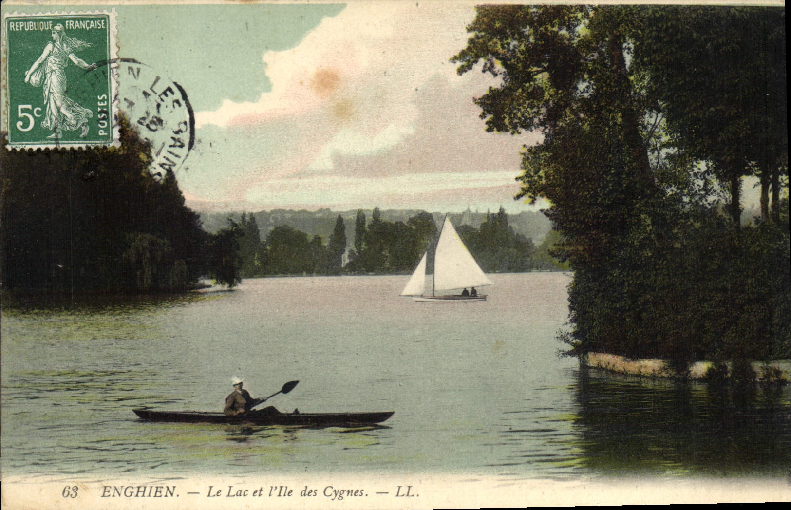 CPA Enghien Le Lac et l'Ile des Ctgnes 