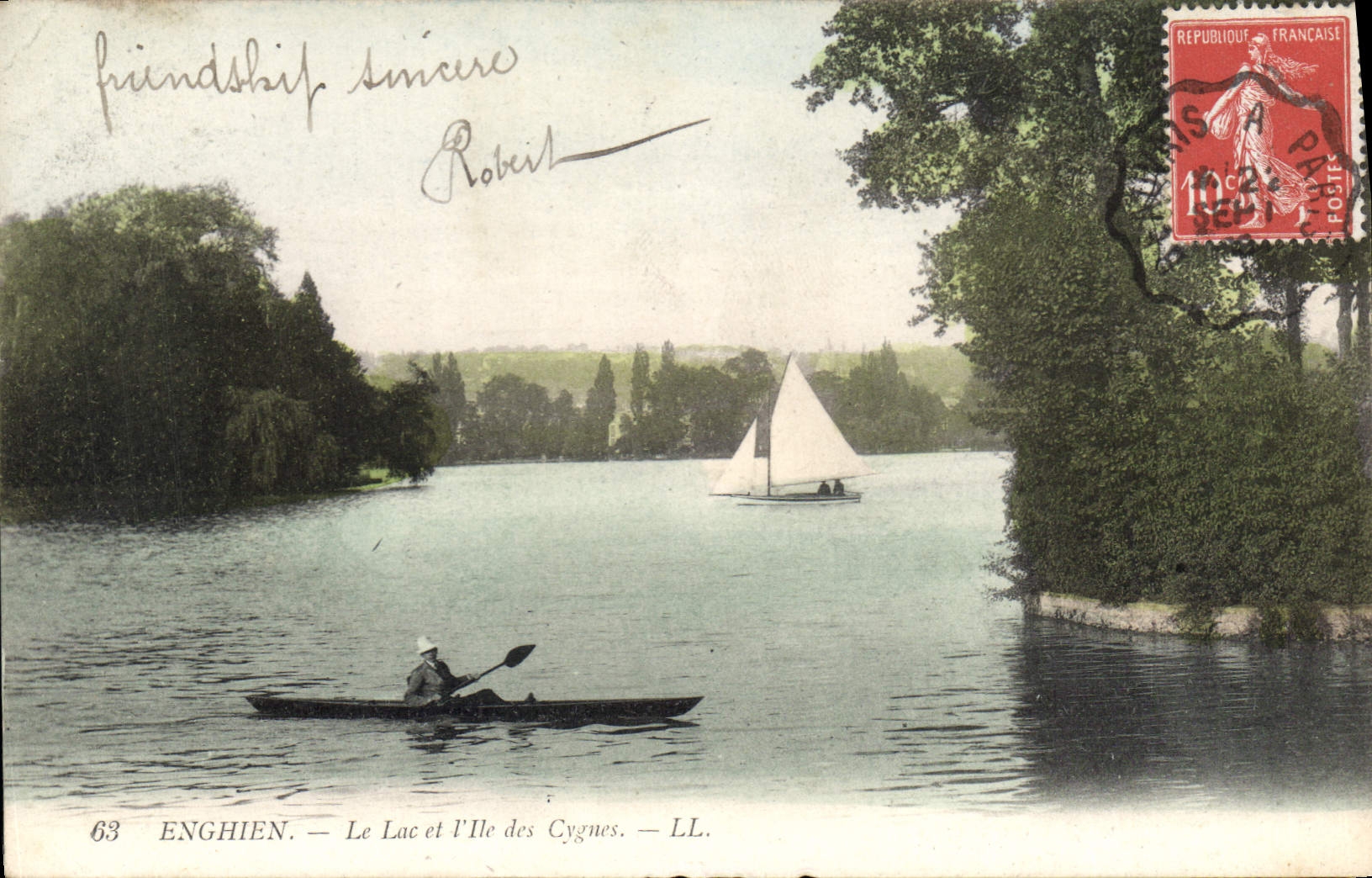 CPA Enghien Le Lac et l'Ile des Cygnes 