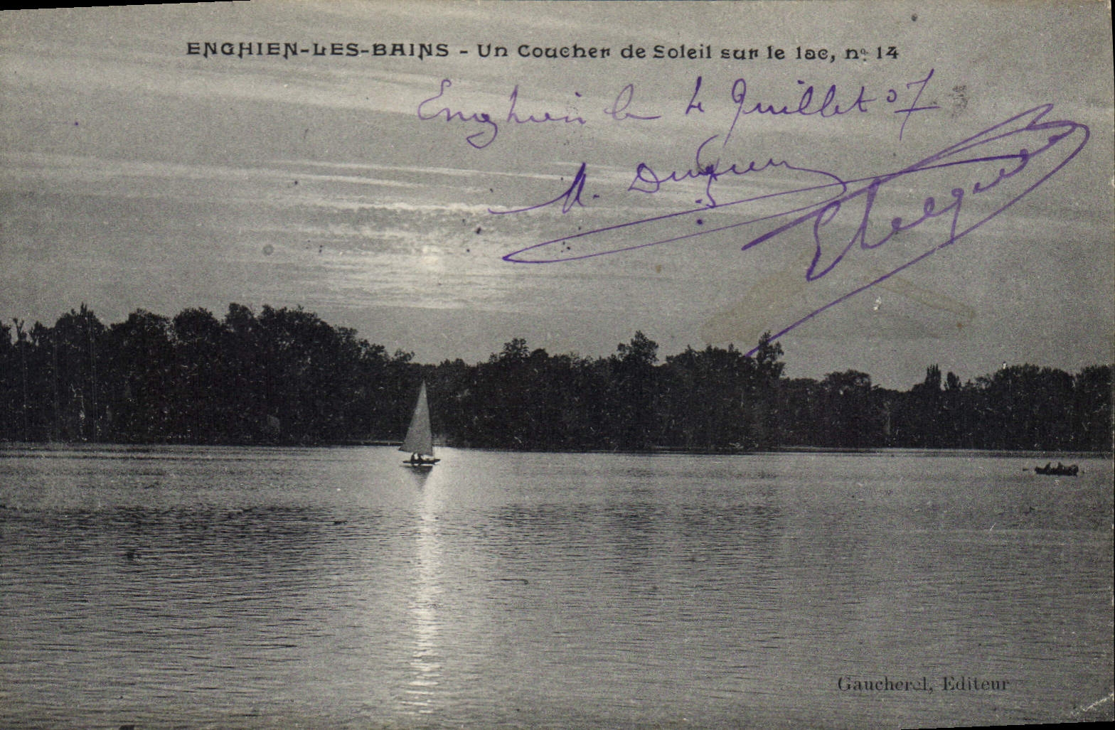 Enghien-les-Bains — Un Coucher de Soleil sur le lac, n°14 — Gaucherd, Editeur