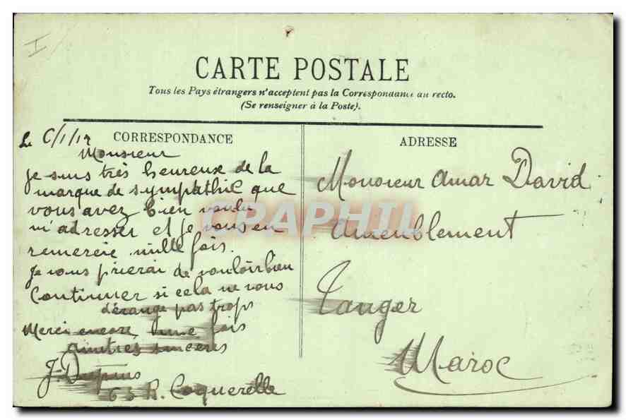 CPA Amiens Le Palais de Justice  — Verso