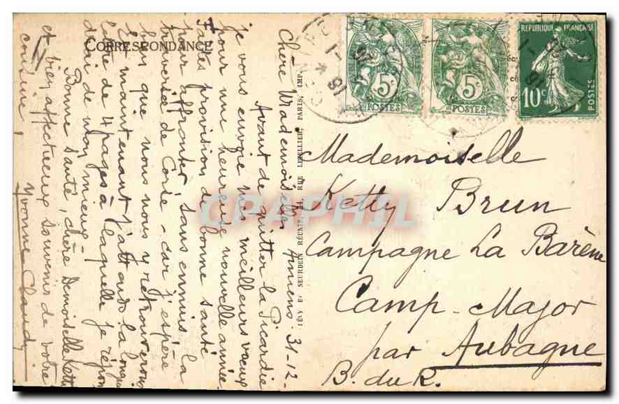 CPA Amiens vue generale prise du Beffroi  — Rückseite