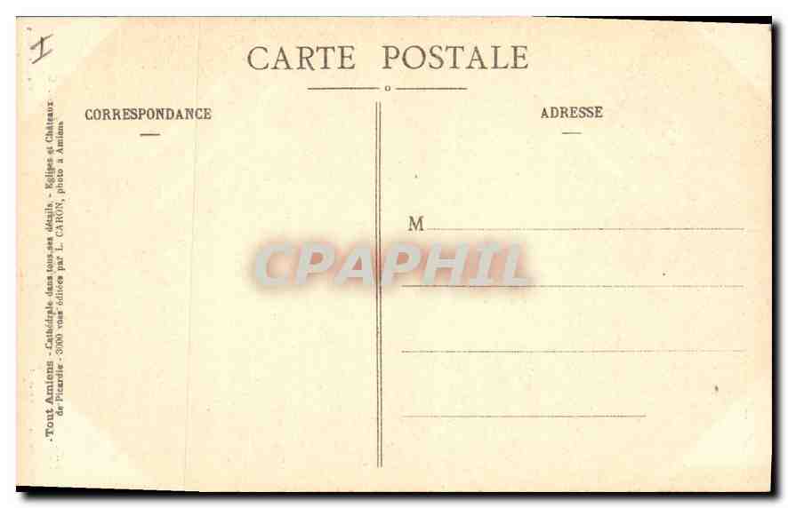 CPA Amiens cathedrale la Grande Nef  — Rückseite