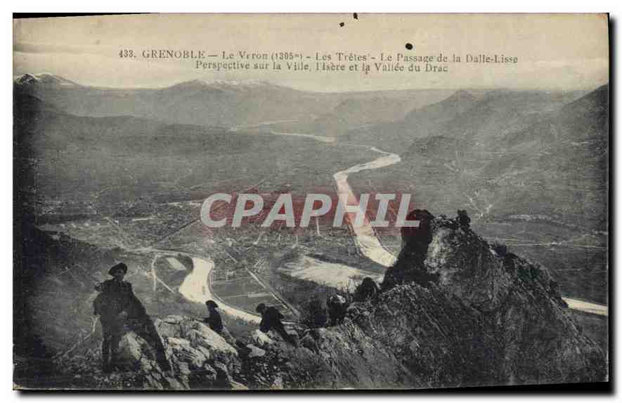 Grenoble — Le Verdon (1305m) — Les Trétes — Le Passage de la Dalle-Lisse — Perspective sur la Ville, l'Isère et la Vallée du Drac