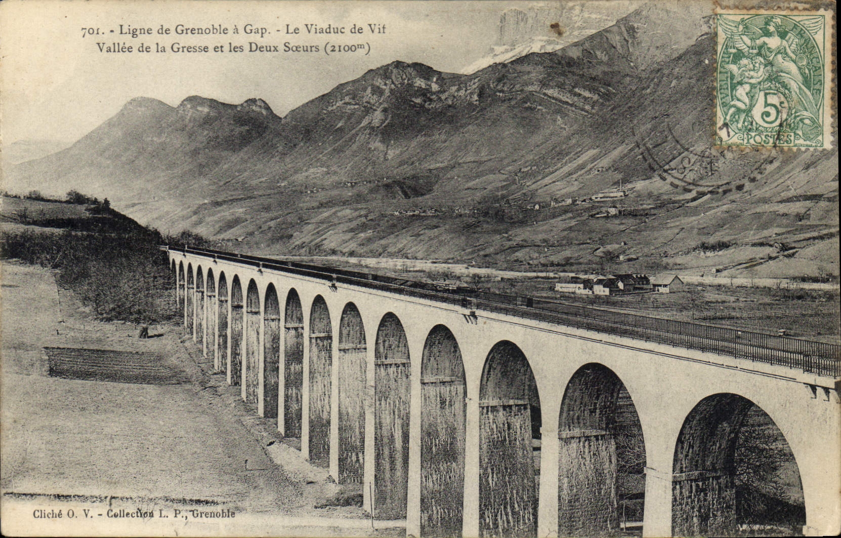 CPA Ligne de Gronoble a Gap le Viaduc de Vif vallee de la Gresse et les deux Soeurs 