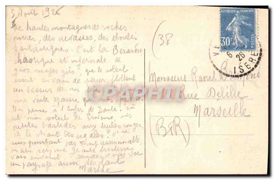 CPA Dauphine la Berarde la vallee du Veneon la tete de Cheret l'aret de l'Ailetroide  — Rückseite