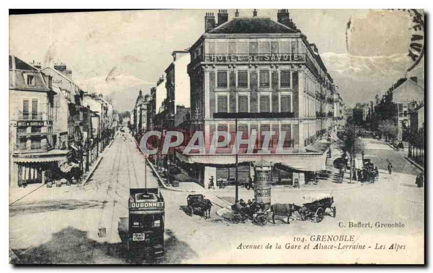 Grenoble — Straßen der Station und Elsass-Lothringen — Die Alpen — G. Baffert, Grenoble