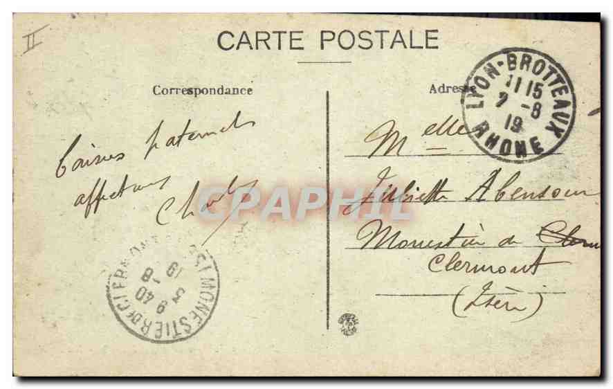 Grenoble — Straßen der Station und Elsass-Lothringen — Die Alpen — G. Baffert, Grenoble — Rückseite