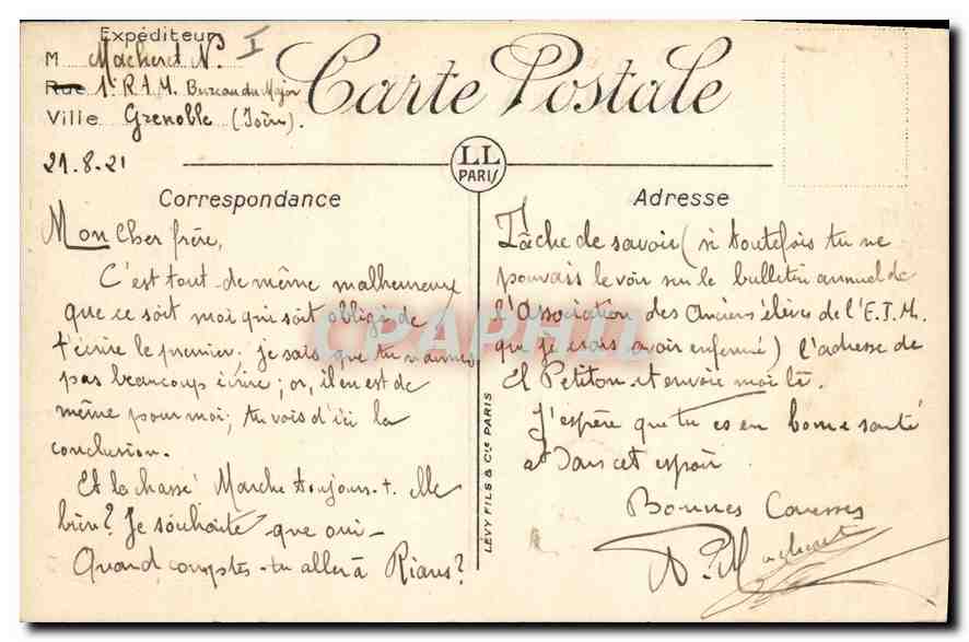 CPA Grenoble le palais de justice ancien palais de la cour des Comptes du Parlement du Dauphine faca — Rückseite