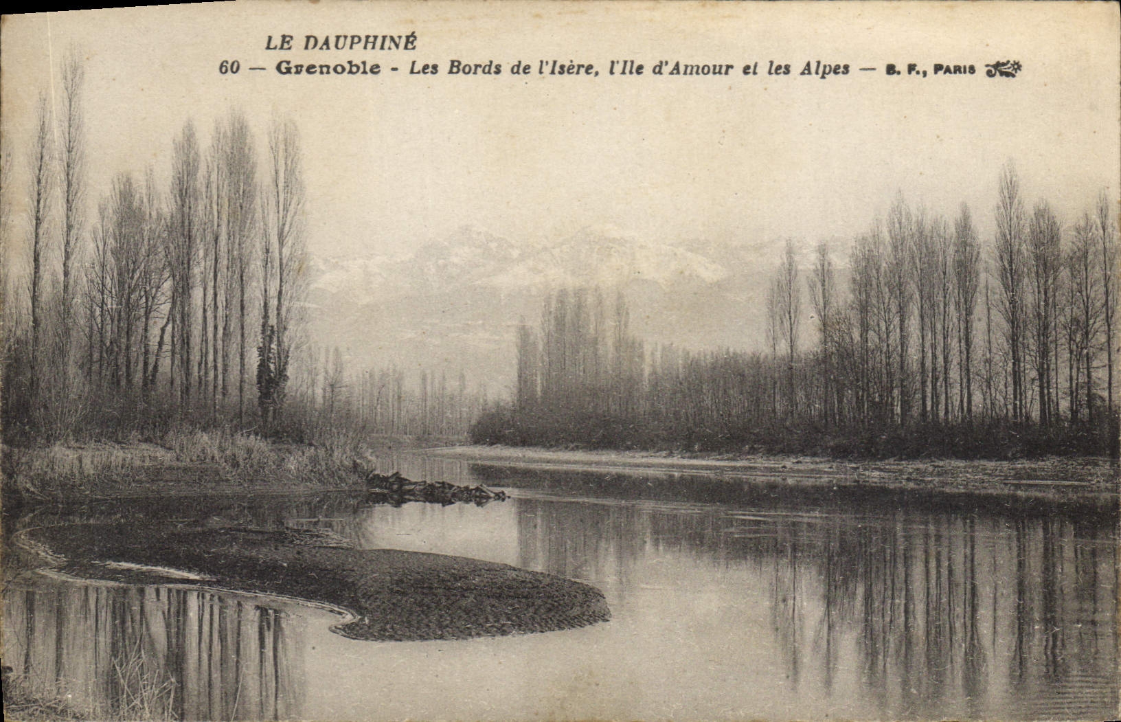 CPA Le Dauphine Grenoble les Bords de l'Isere l'Ile d'Amour et les Alpes 