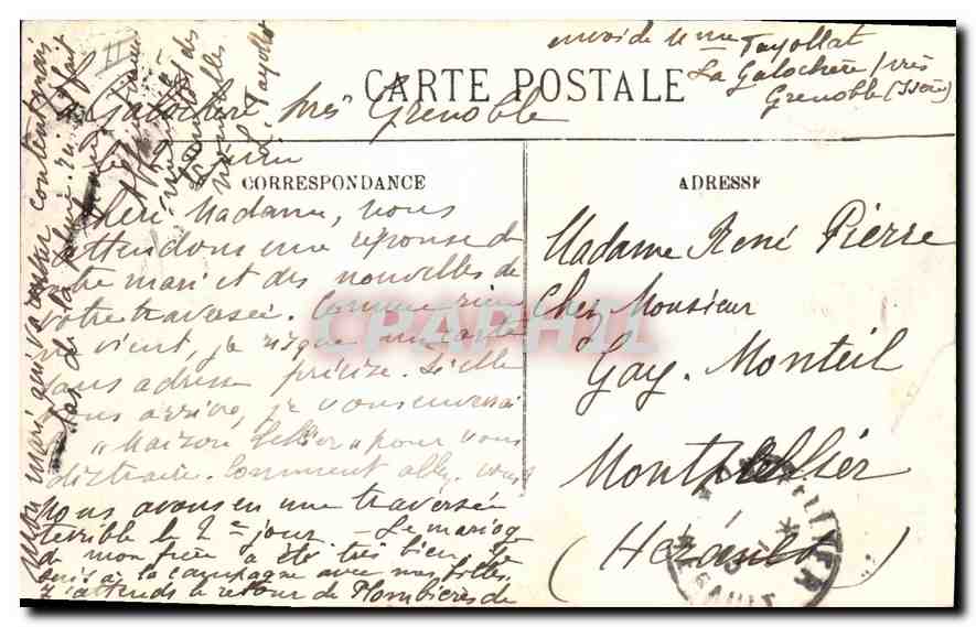 CPA Grenoble la place Grenette et le Saint Eynard Tramway — Rückseite