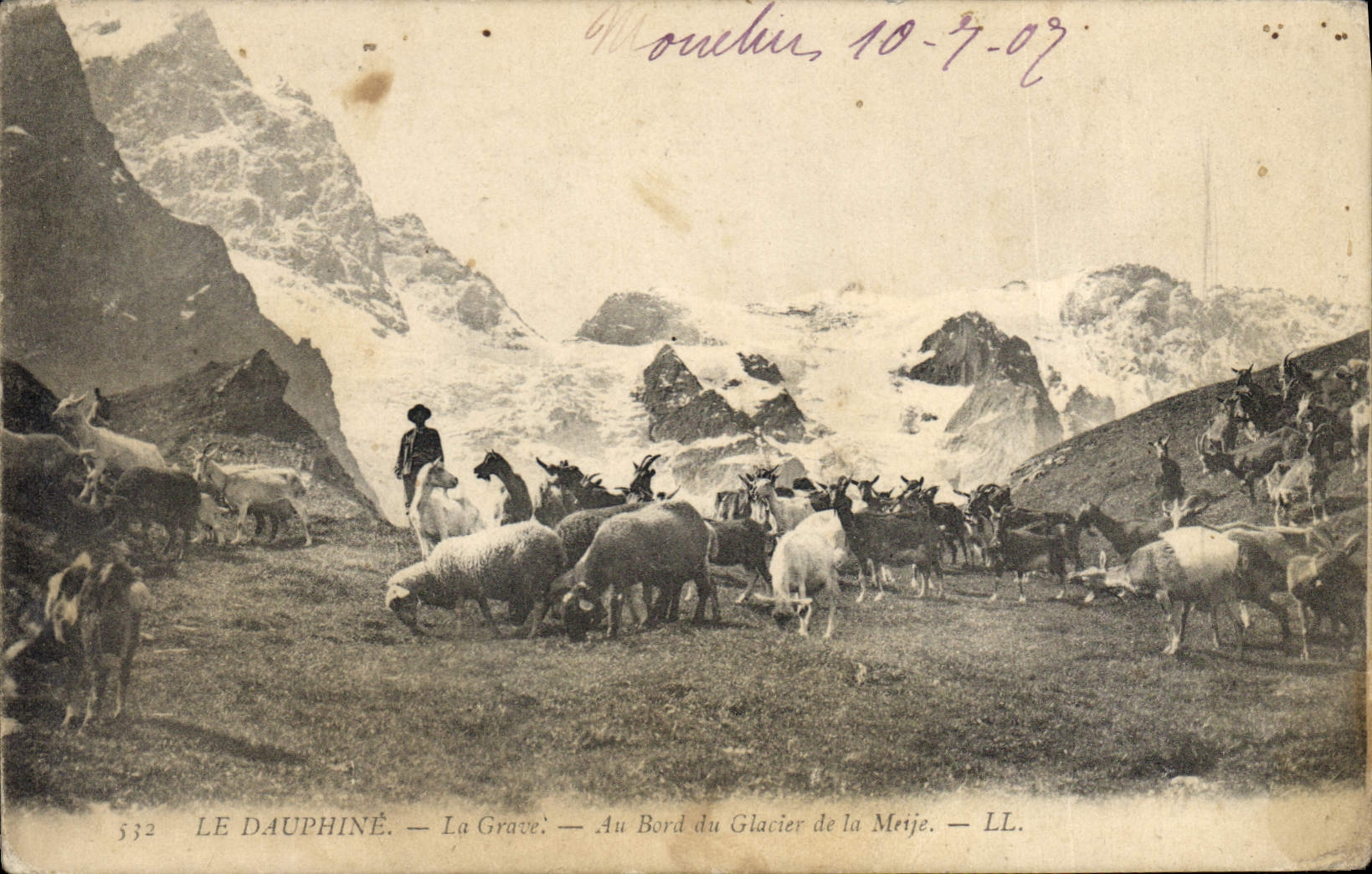 Le Dauphiné — La Grave — Au Bord du Glacier de la Meije — LL. — N° 532