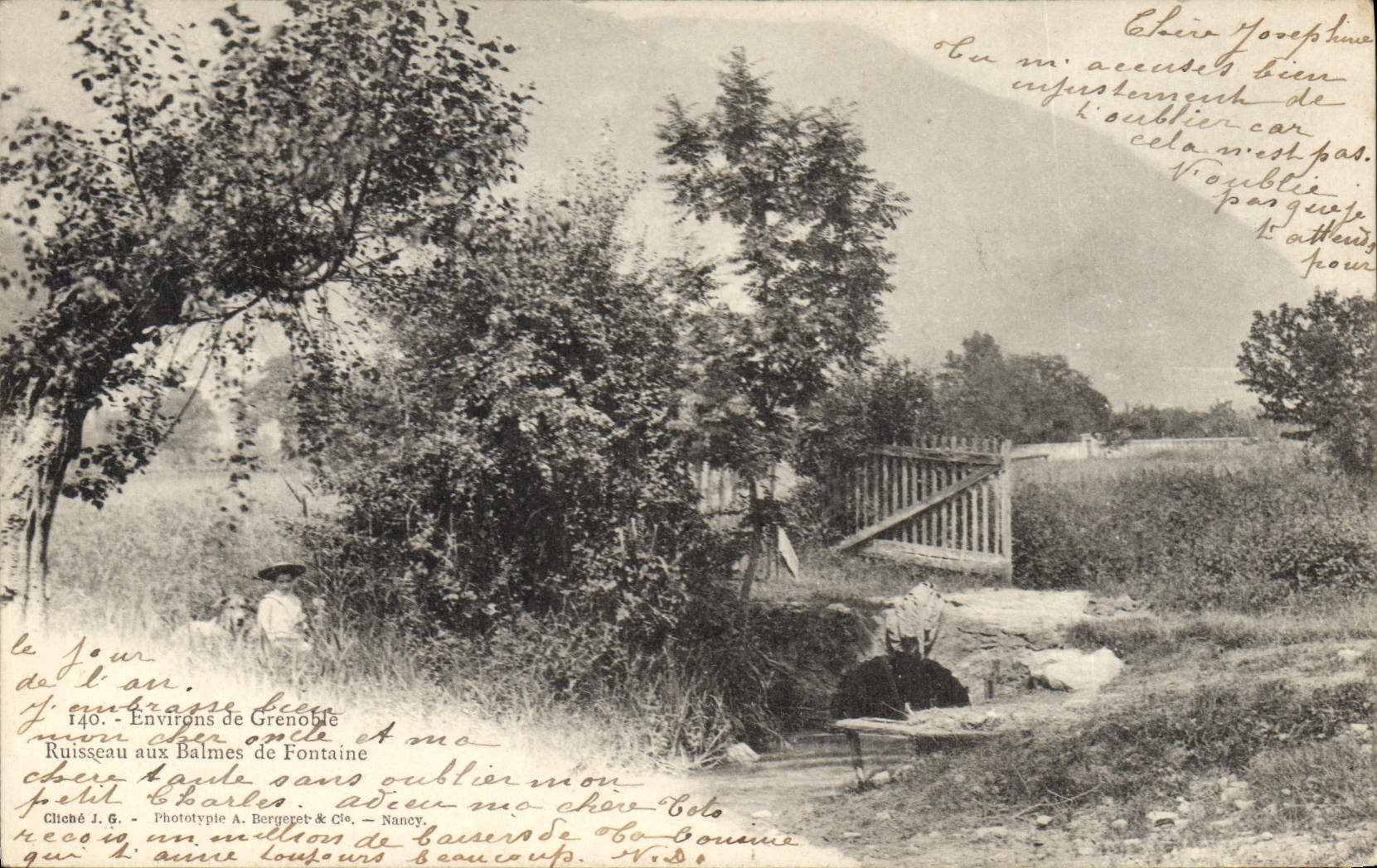 Ruisseau aux Balmes de Fontaine — Environs de Grenoble — Phototype A. Bergeret & Cie, Nancy, N°8