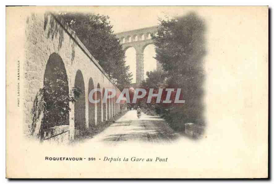 CPA Roquefavour Depuis la gare au pont 
