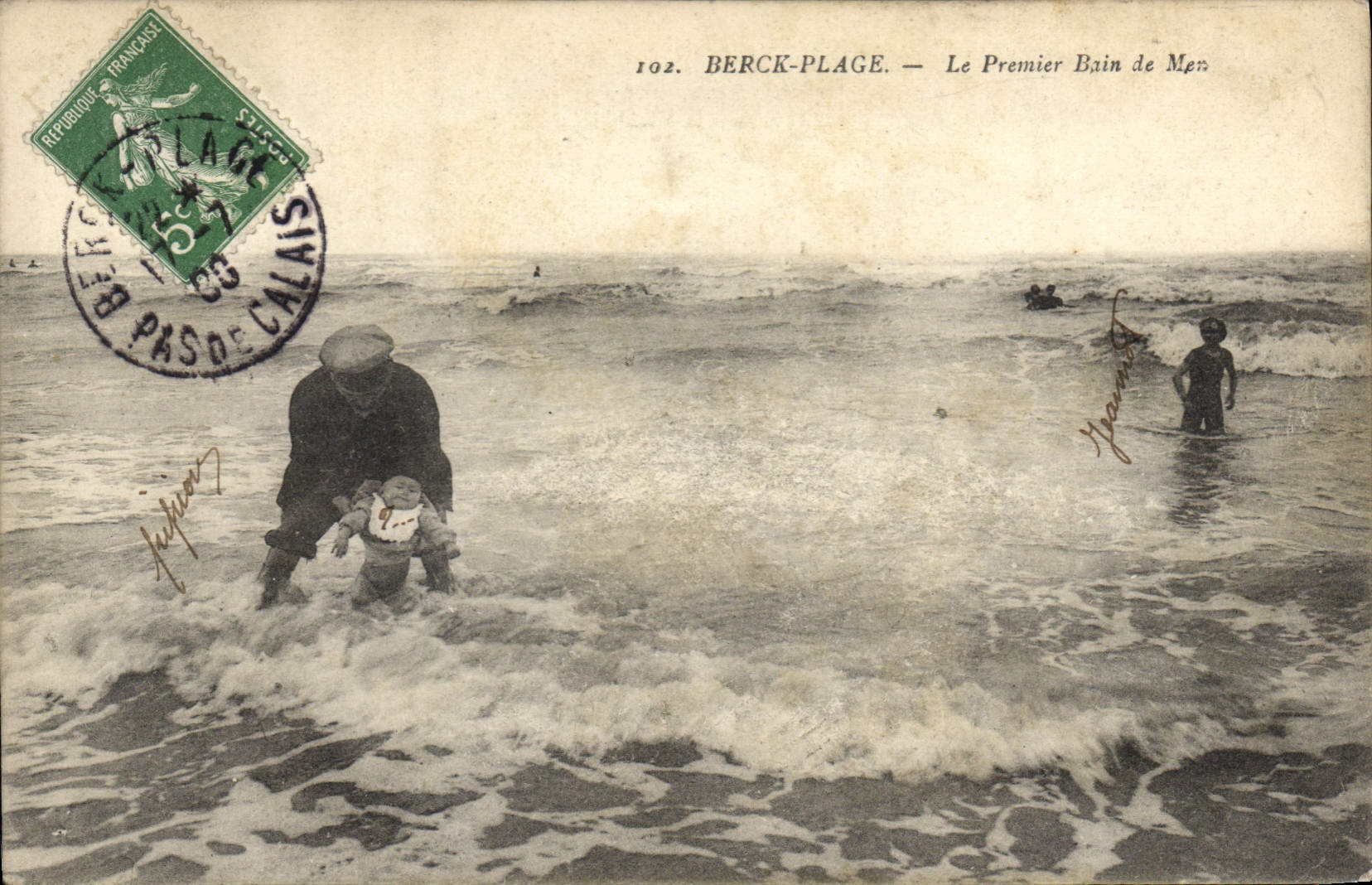 CPA Berck Plage le premier Bain de mer 