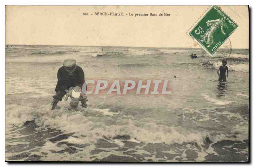 CPA Berck Plage le premier Bain de Mer 