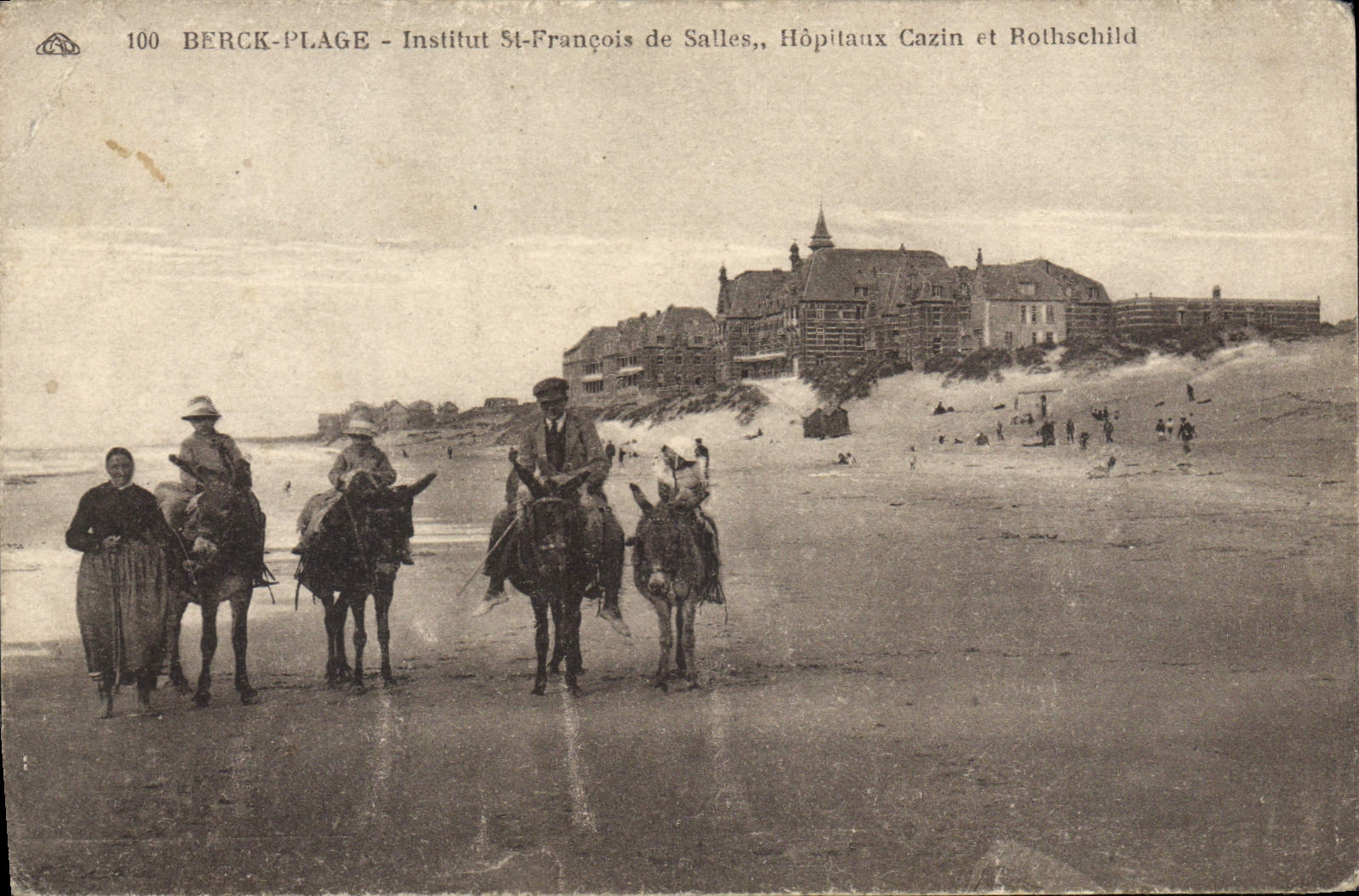 CPA Berck Plage institut St Francois de Salles Hopitaux Cazin et Rothschild Ane Mule