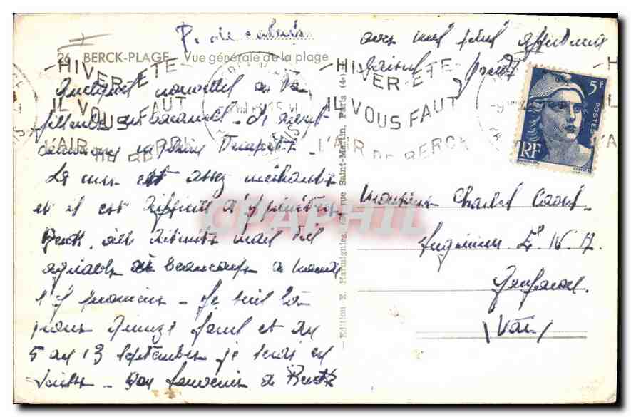 CPA Berck Plage vue generale de la plage  — Back