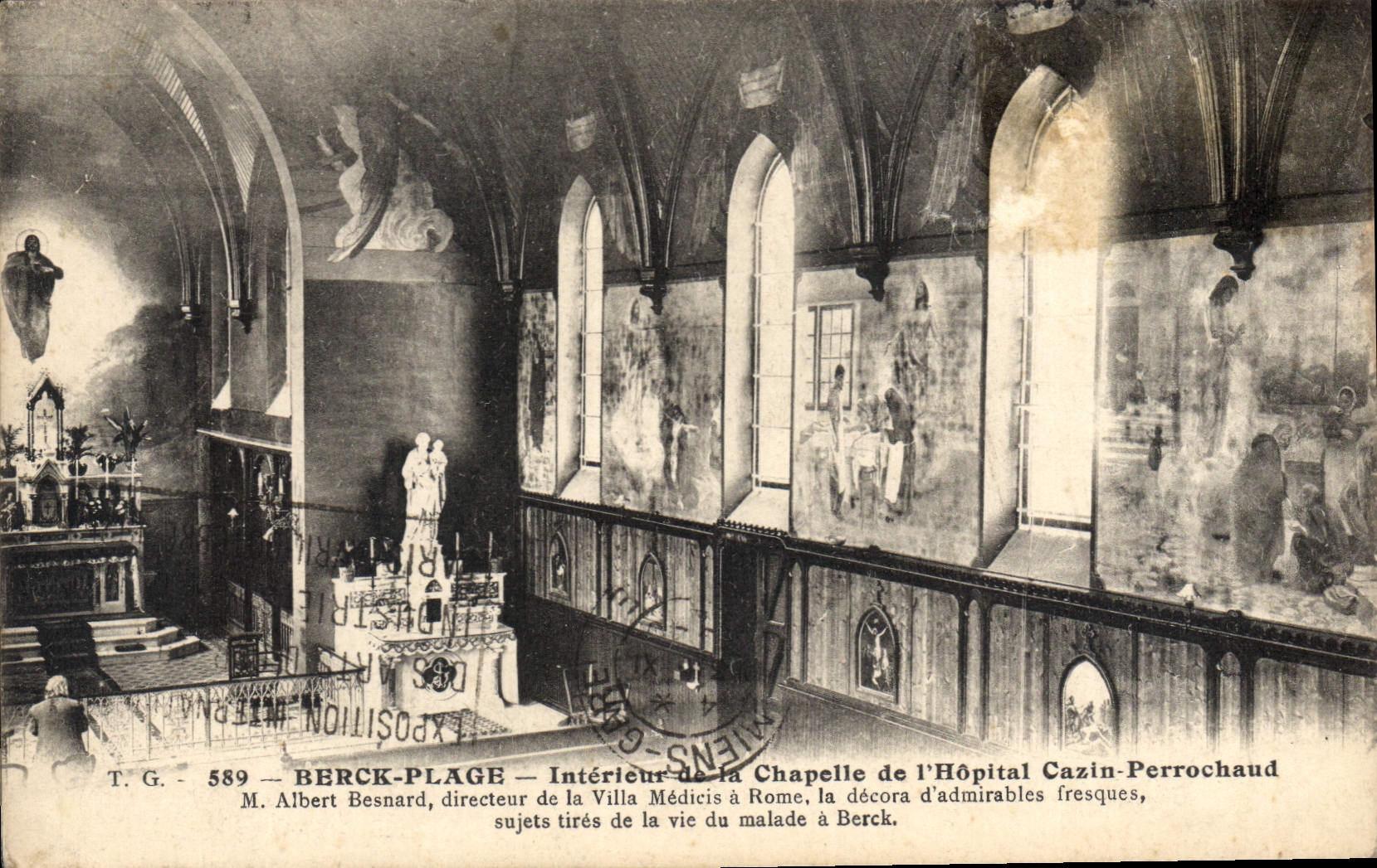 CPA Berck Plage interieur de la chapelle de l'hopital Cazin Perrochaud Albert Besnard Directeur de l