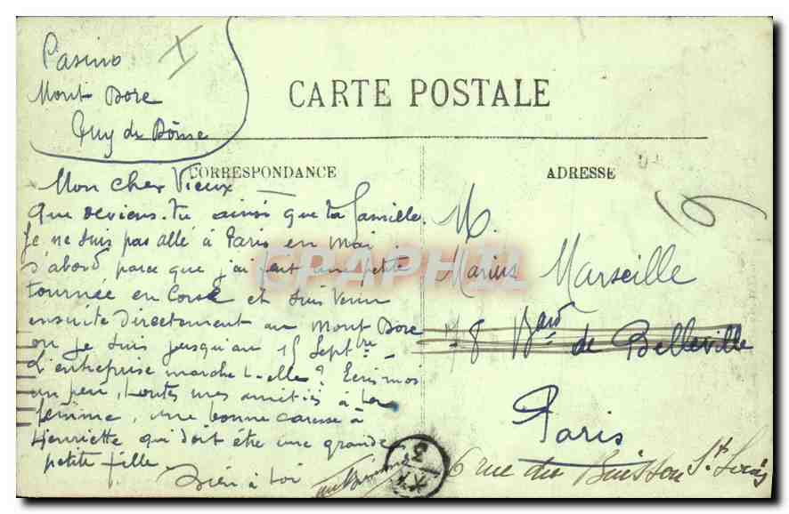 CPA Le Mont Dore la Chaine de Sancy et la route  — Verso