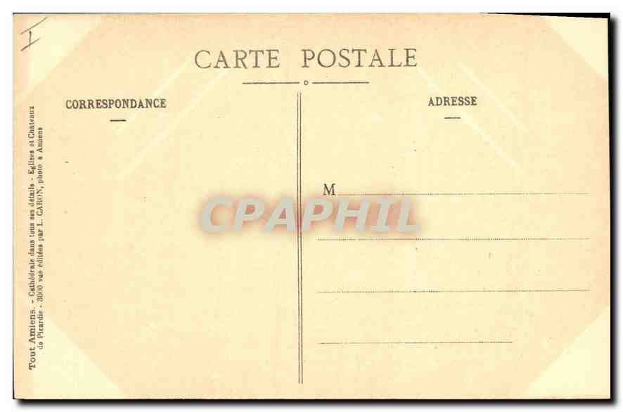 CPA Amiens Cathedrale Statue des Pieds Droits du portail St Firmin et du 2 Contrefort de gauche a dr — Rückseite