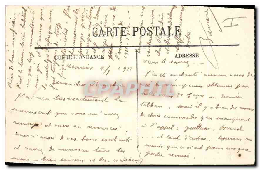 CPA Amiens le palais de justice  — Rückseite
