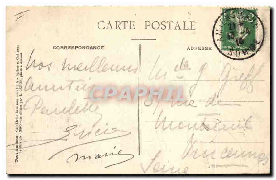 CPA Amiens la cathedrale a vol d'Oiseau  — Back