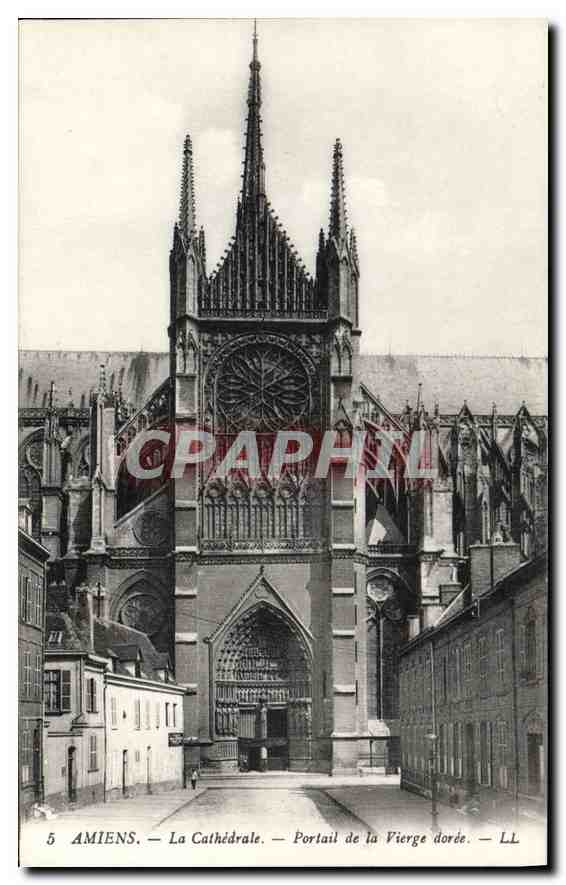 CPA Amiens la cathedrale portail de la Vierge Doree 