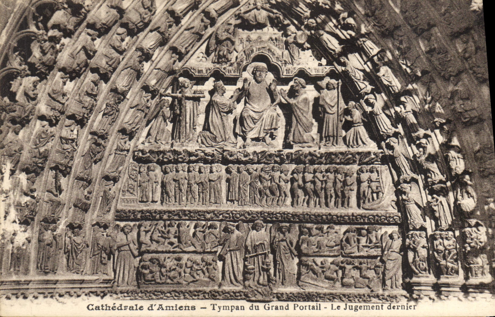 CPA Cathedrale d'Amiens Tympan du grand portail le Jugement dernier 